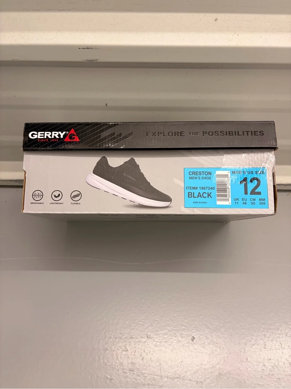Gerry Men's Creston Lightweight Athletic Sneakers Black White NWT - Size 12